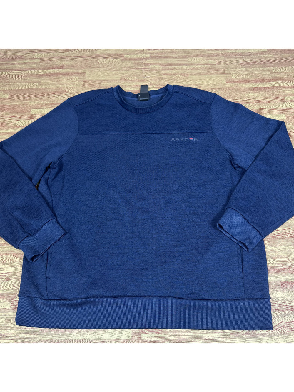 Spyder Active Blue Bonded Fleece Crewneck Sweatshirt Mens L Pullover Pockets